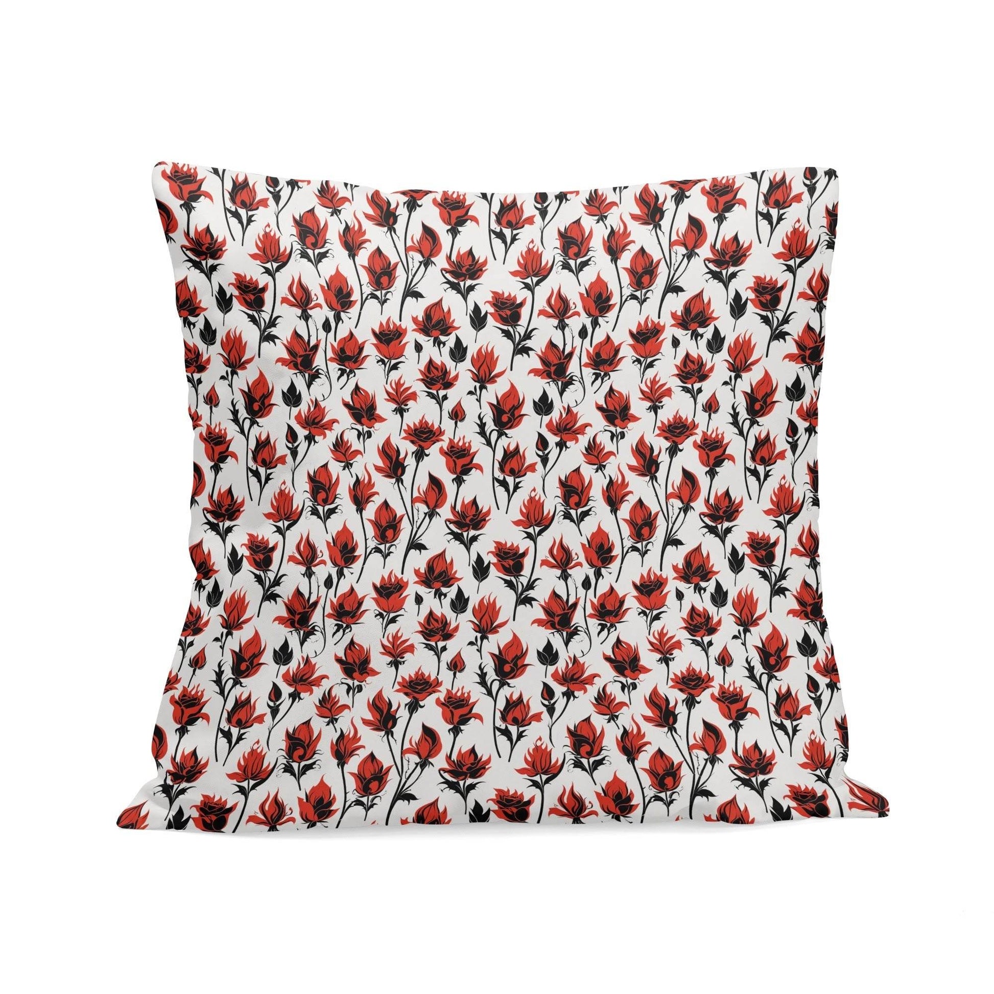 Floral Fire Peach Velvet 4 Pcs Square Pillow Case Covers (5 sizes) - DeRose Seasonal