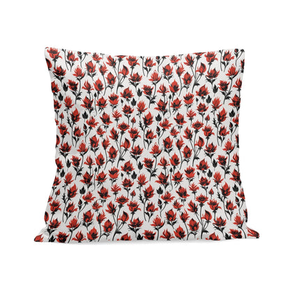 Floral Fire Peach Velvet 4 Pcs Square Pillow Case Covers (5 sizes) - DeRose Seasonal