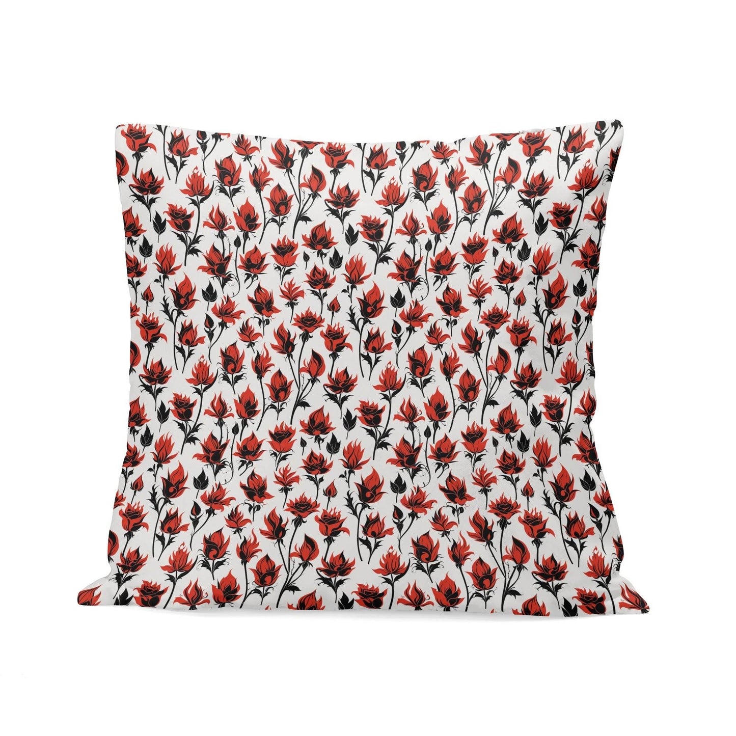 Floral Fire Peach Velvet 4 Pcs Square Pillow Case Covers (5 sizes) - DeRose Seasonal