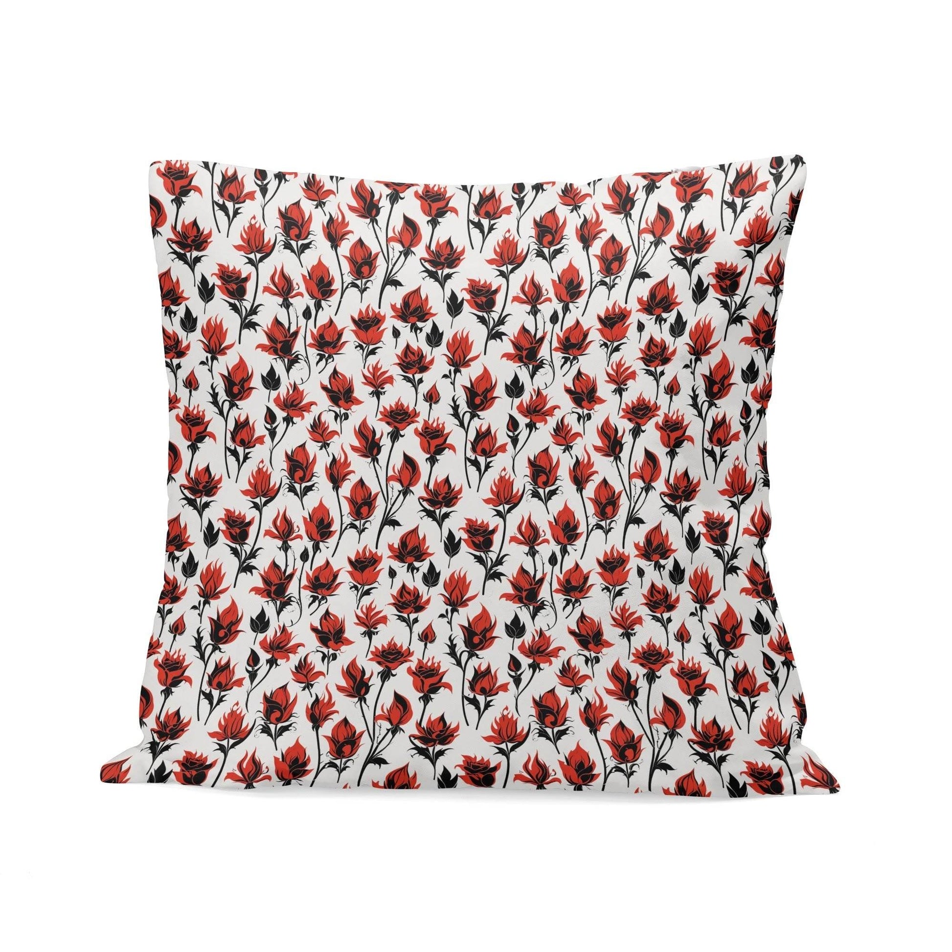 Floral Fire Peach Velvet 4 Pcs Square Pillow Case Covers (5 sizes) - DeRose Seasonal