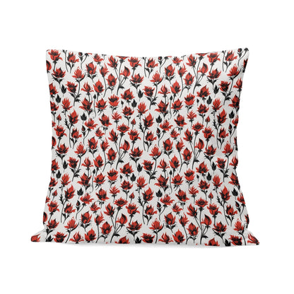 Floral Fire Peach Velvet 4 Pcs Square Pillow Case Covers (5 sizes) - DeRose Seasonal
