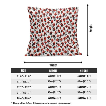 Floral Fire Peach Velvet 4 Pcs Square Pillow Case Covers (5 sizes) - DeRose Seasonal