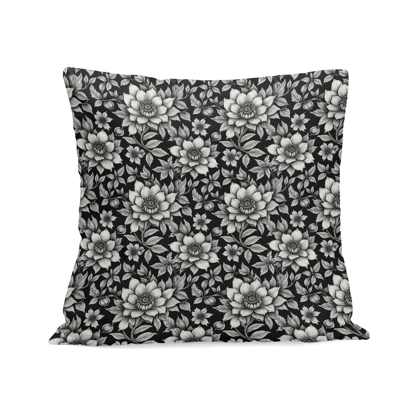 Black and White Bloom Peach Velvet 4 Pcs Square Pillow Case Covers (5 sizes) - DeRose Seasonal