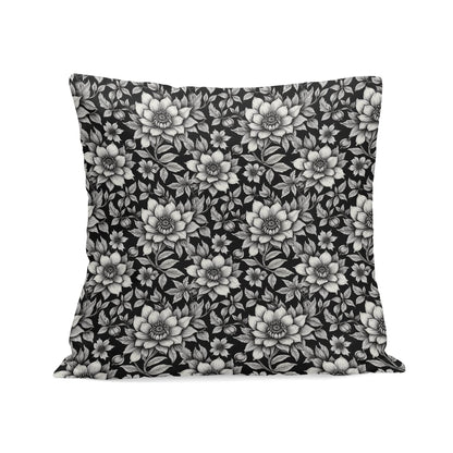 Black and White Bloom Peach Velvet 4 Pcs Square Pillow Case Covers (5 sizes) - DeRose Seasonal