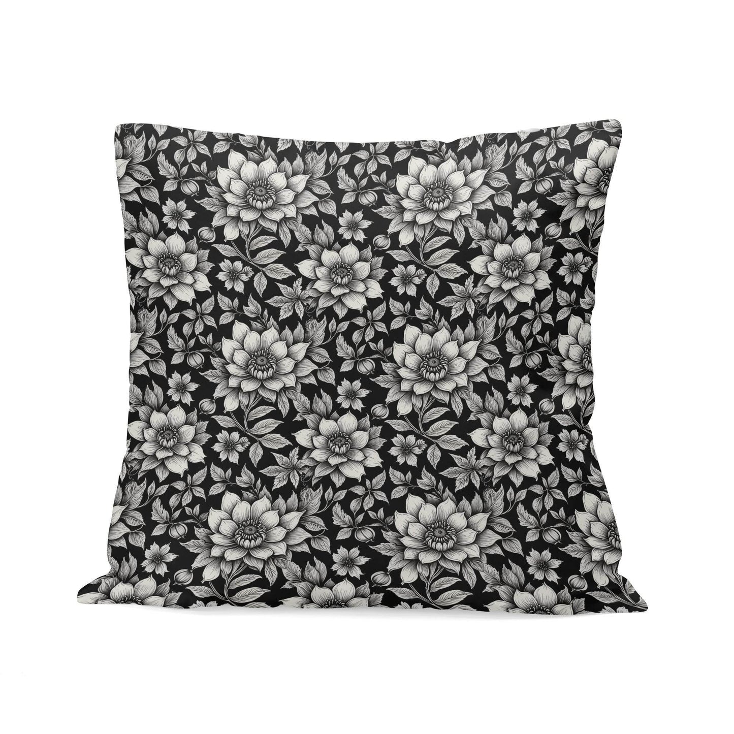 Black and White Bloom Peach Velvet 4 Pcs Square Pillow Case Covers (5 sizes) - DeRose Seasonal