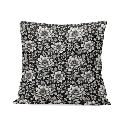 Black and White Bloom Peach Velvet 4 Pcs Square Pillow Case Covers (5 sizes) - DeRose Seasonal