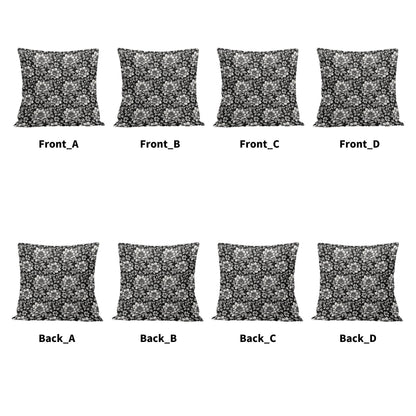 Black and White Bloom Peach Velvet 4 Pcs Square Pillow Case Covers (5 sizes) - DeRose Seasonal