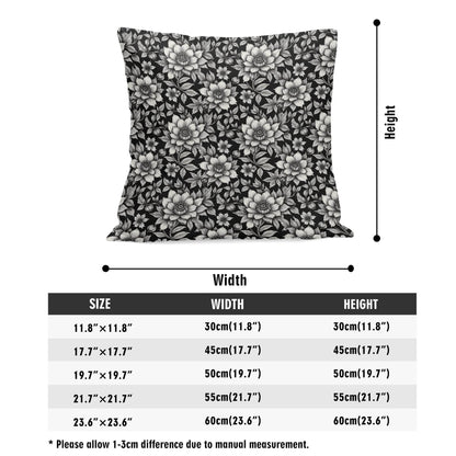 Black and White Bloom Peach Velvet 4 Pcs Square Pillow Case Covers (5 sizes) - DeRose Seasonal