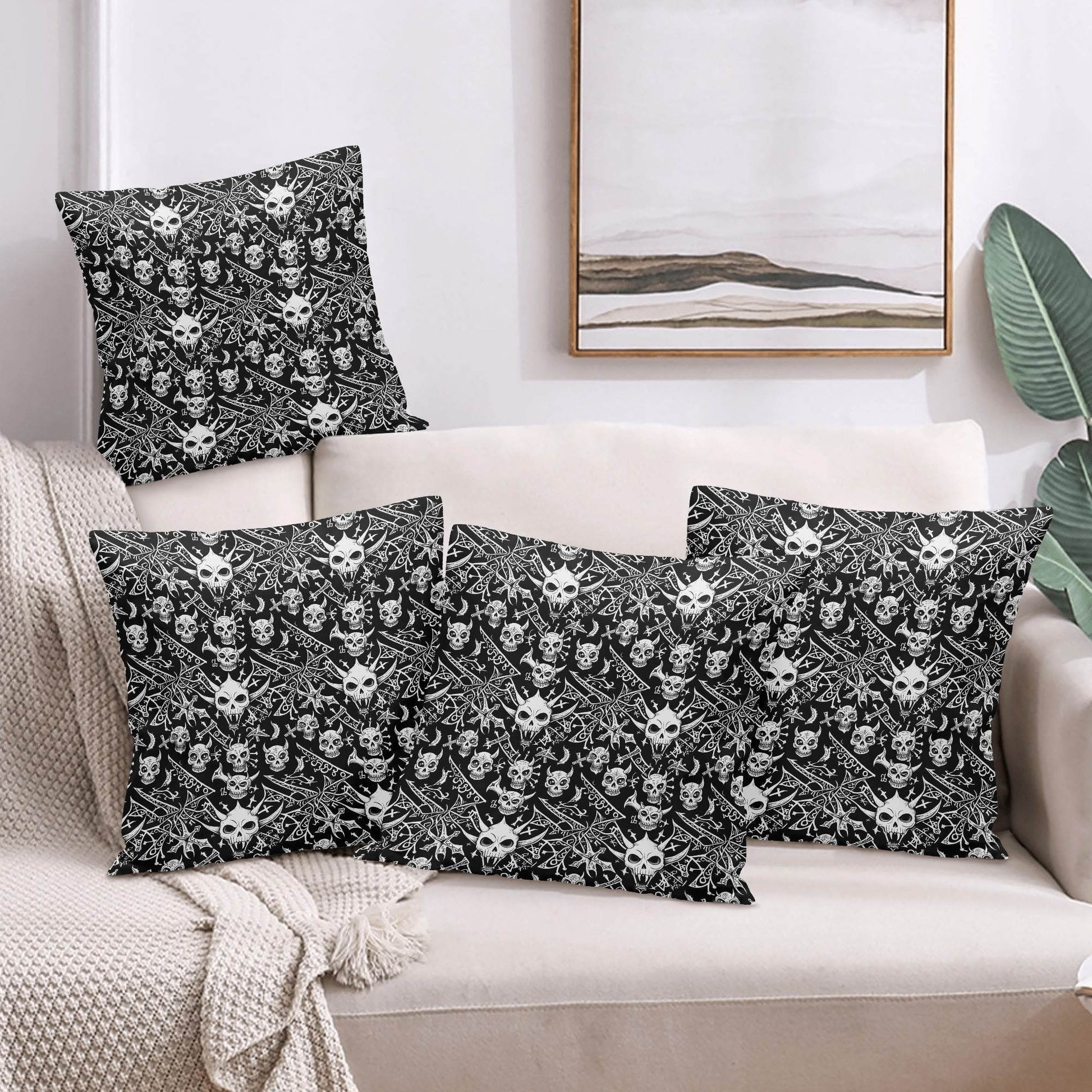 Little Devils Peach Velvet 4 Pcs Square Pillow Case Covers (5 sizes) - DeRose Seasonal
