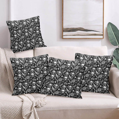 Flying Skulls Peach Velvet 4 Pcs Square Pillow Case Covers (5 sizes) - DeRose Seasonal