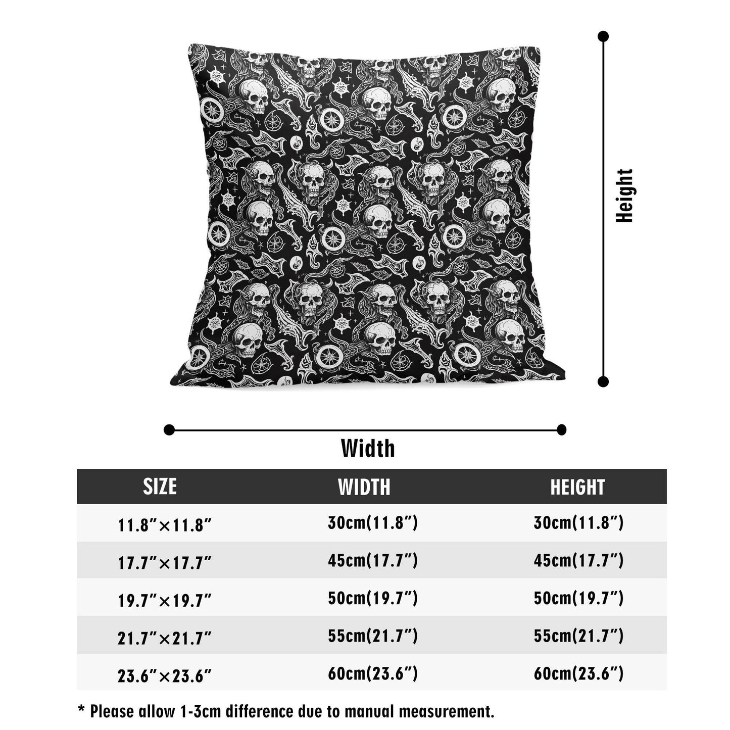 Flying Skulls Peach Velvet 4 Pcs Square Pillow Case Covers (5 sizes) - DeRose Seasonal