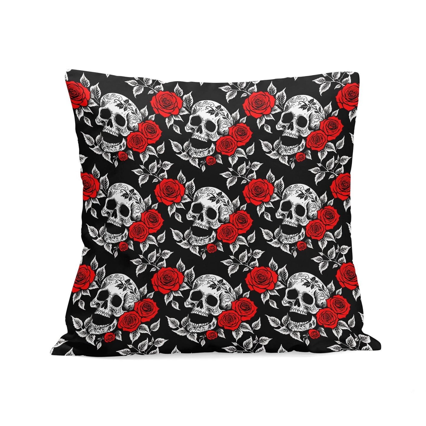 Red Skull Rose Peach Velvet 4 Pcs Square Pillow Case Covers (5 sizes) - DeRose Seasonal