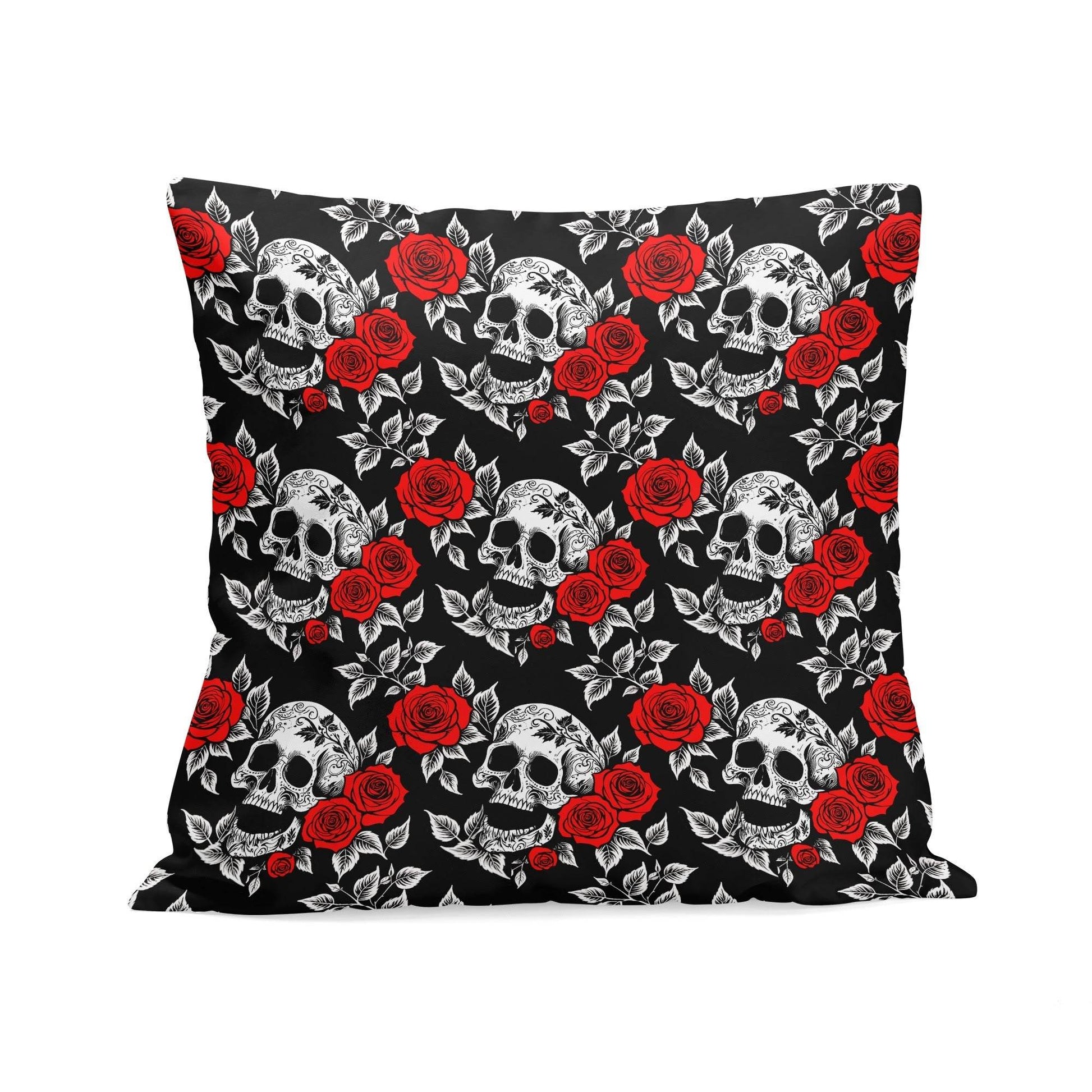 Red Skull Rose Peach Velvet 4 Pcs Square Pillow Case Covers (5 sizes) - DeRose Seasonal