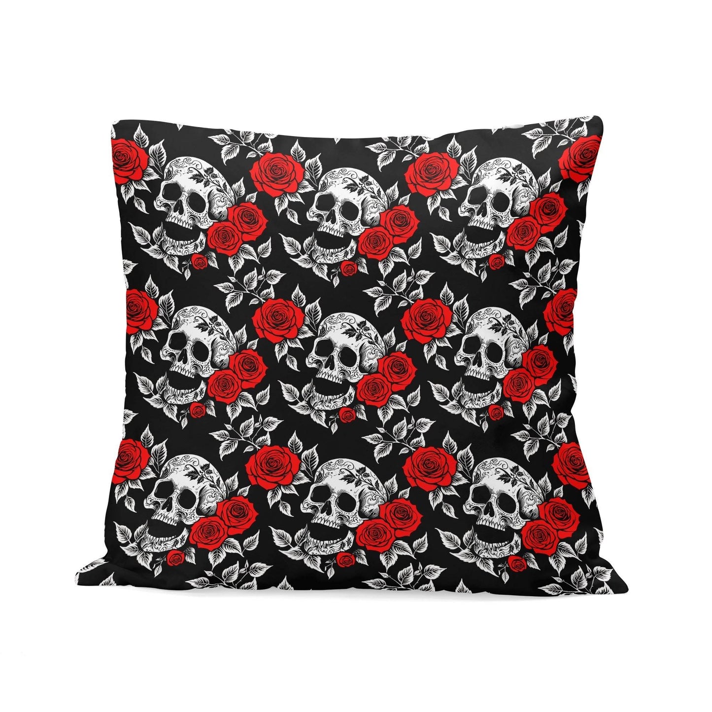 Red Skull Rose Peach Velvet 4 Pcs Square Pillow Case Covers (5 sizes) - DeRose Seasonal