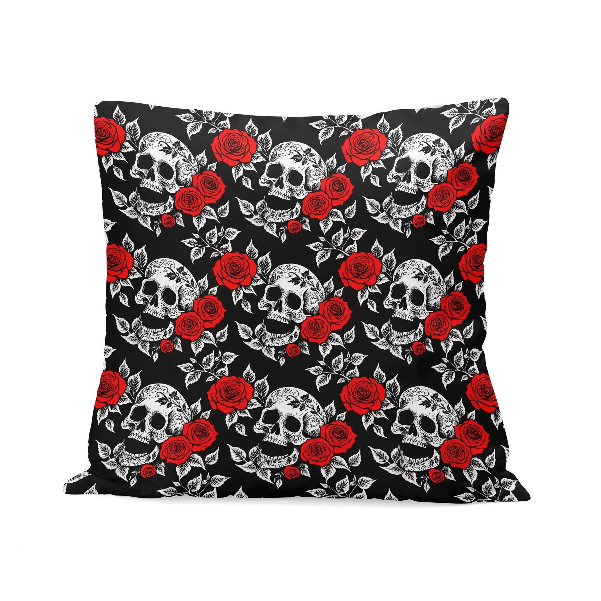 Red Skull Rose Peach Velvet 4 Pcs Square Pillow Case Covers (5 sizes) - DeRose Seasonal