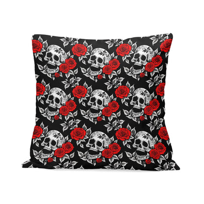 Red Skull Rose Peach Velvet 4 Pcs Square Pillow Case Covers (5 sizes) - DeRose Seasonal