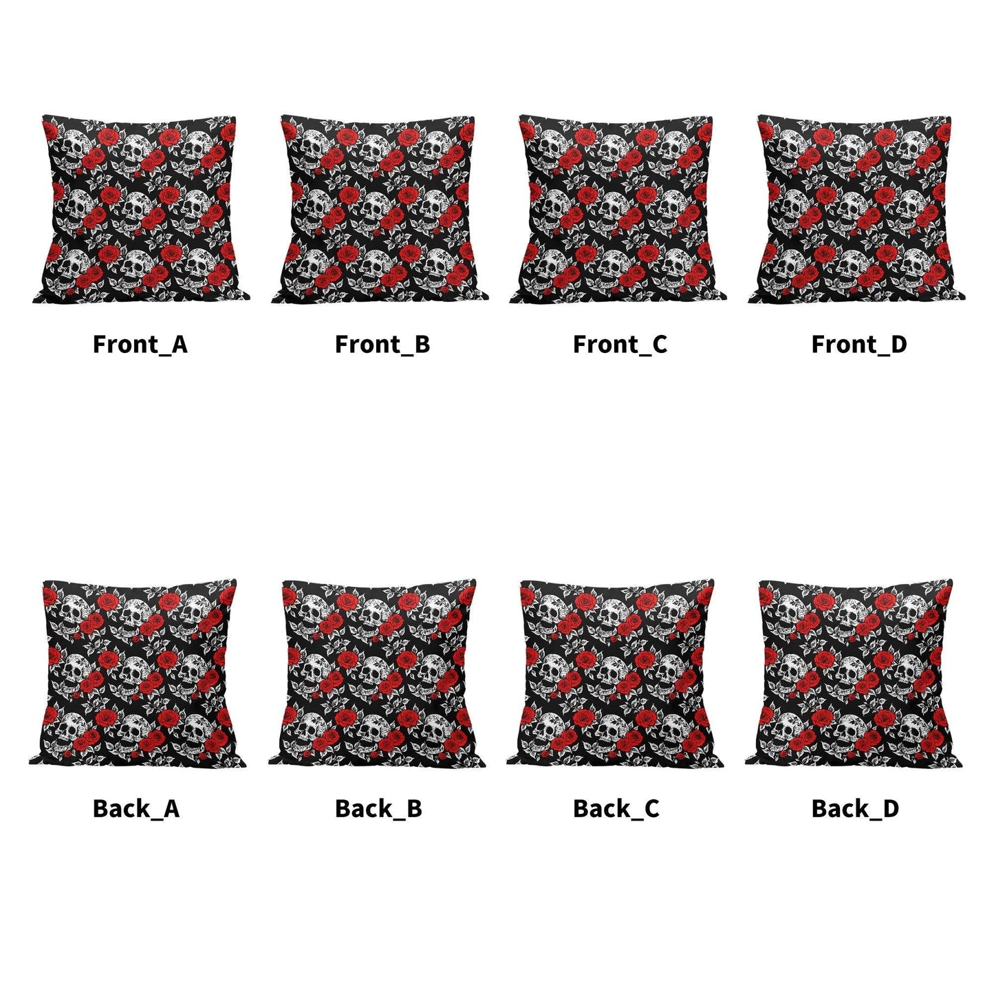 Red Skull Rose Peach Velvet 4 Pcs Square Pillow Case Covers (5 sizes) - DeRose Seasonal