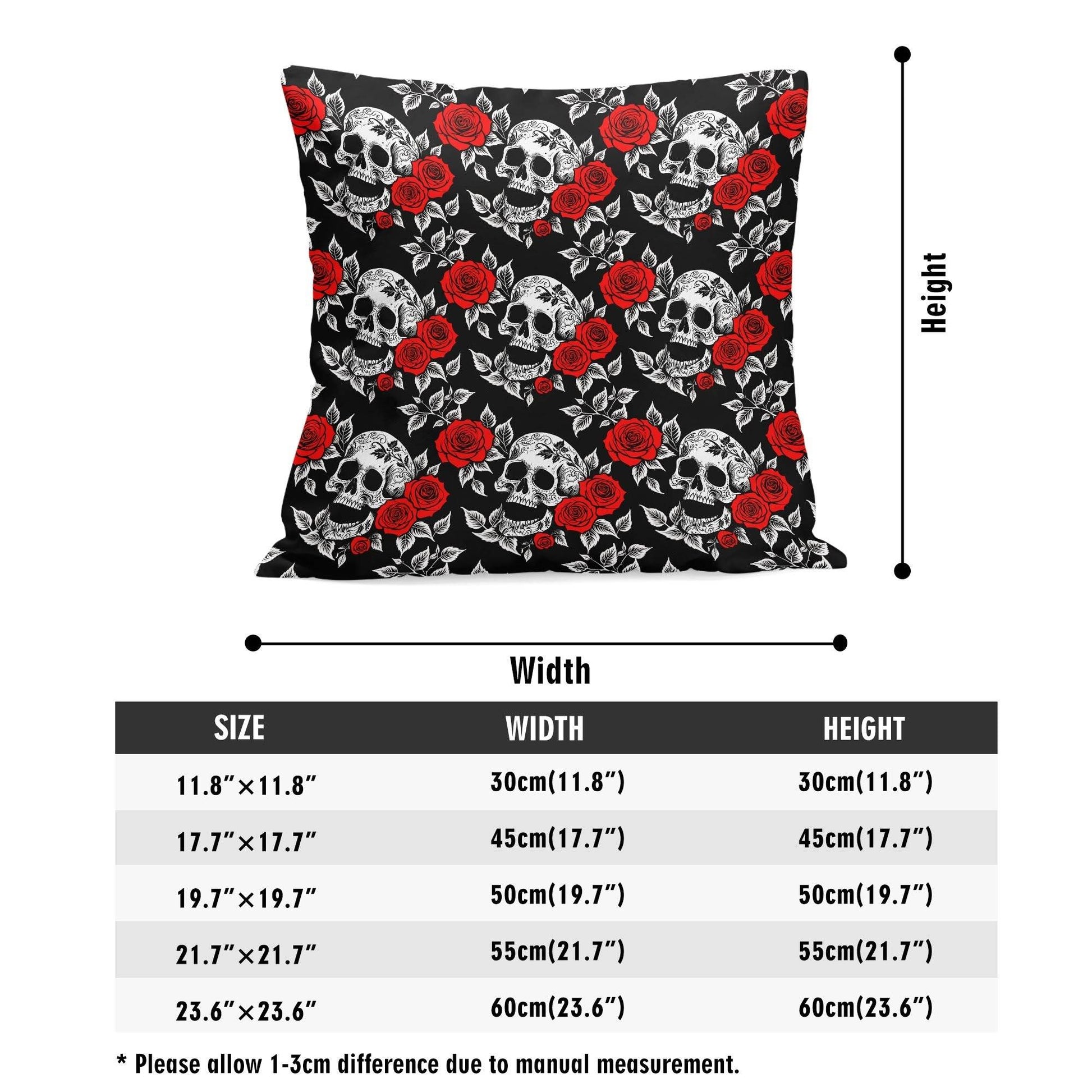 Red Skull Rose Peach Velvet 4 Pcs Square Pillow Case Covers (5 sizes) - DeRose Seasonal