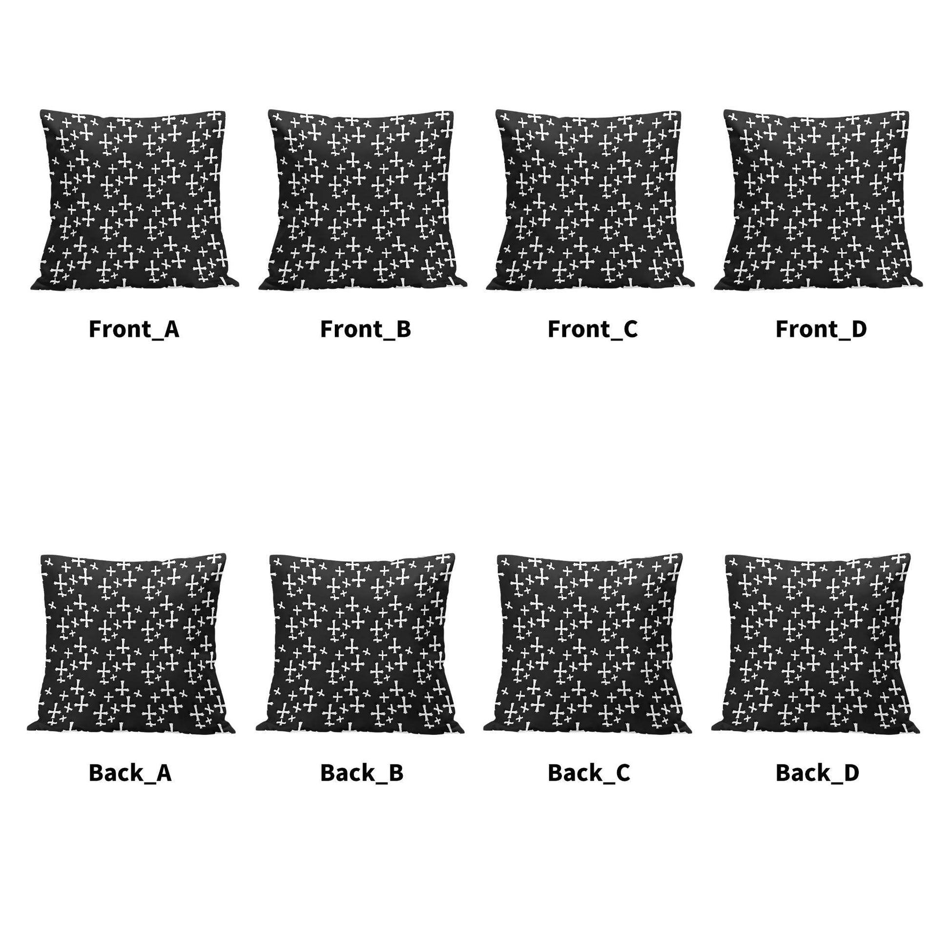 Little Crosses Peach Velvet 4 Pcs Square Pillow Case Covers (5 sizes) - DeRose Seasonal