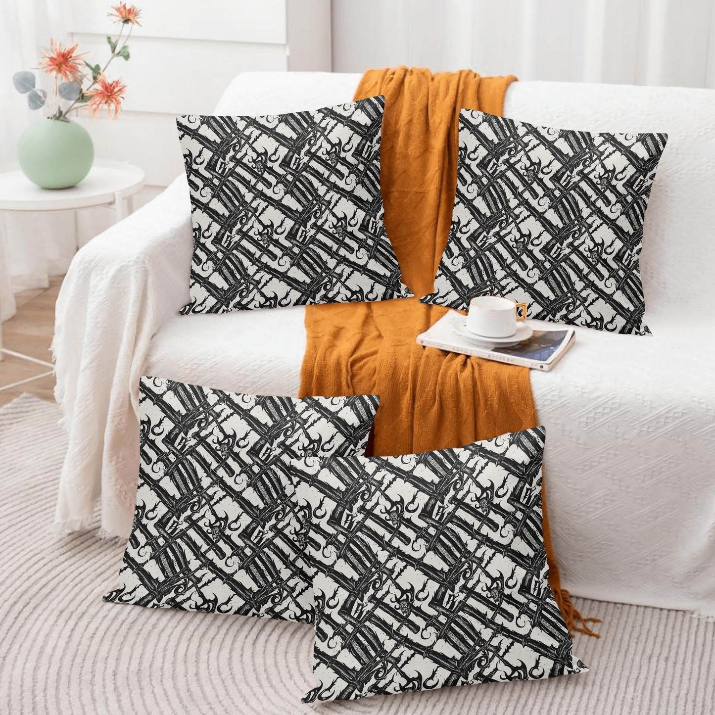 Devil Veins Peach Velvet 4 Pcs Square Pillow Case Covers (5 sizes) - DeRose Seasonal