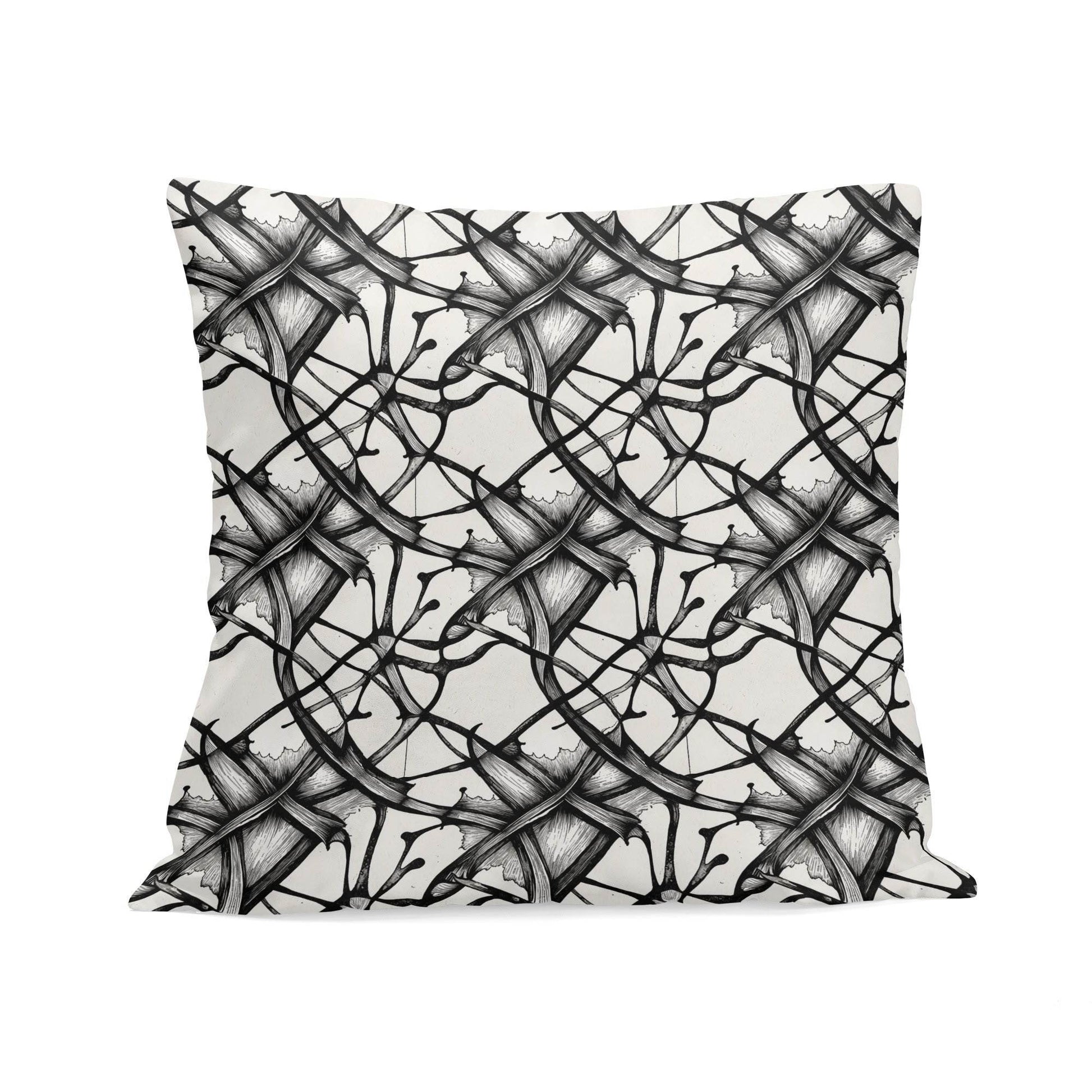 Ink Floral Peach Velvet 4 Pcs Square Pillow Case Covers (5 sizes) - DeRose Seasonal