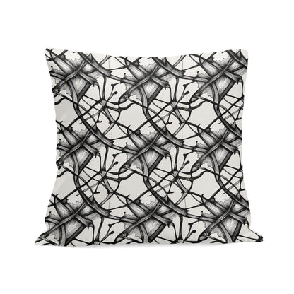 Ink Floral Peach Velvet 4 Pcs Square Pillow Case Covers (5 sizes) - DeRose Seasonal