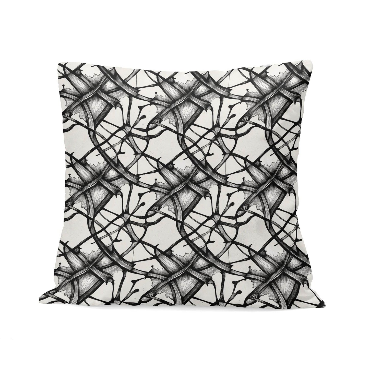 Ink Floral Peach Velvet 4 Pcs Square Pillow Case Covers (5 sizes) - DeRose Seasonal