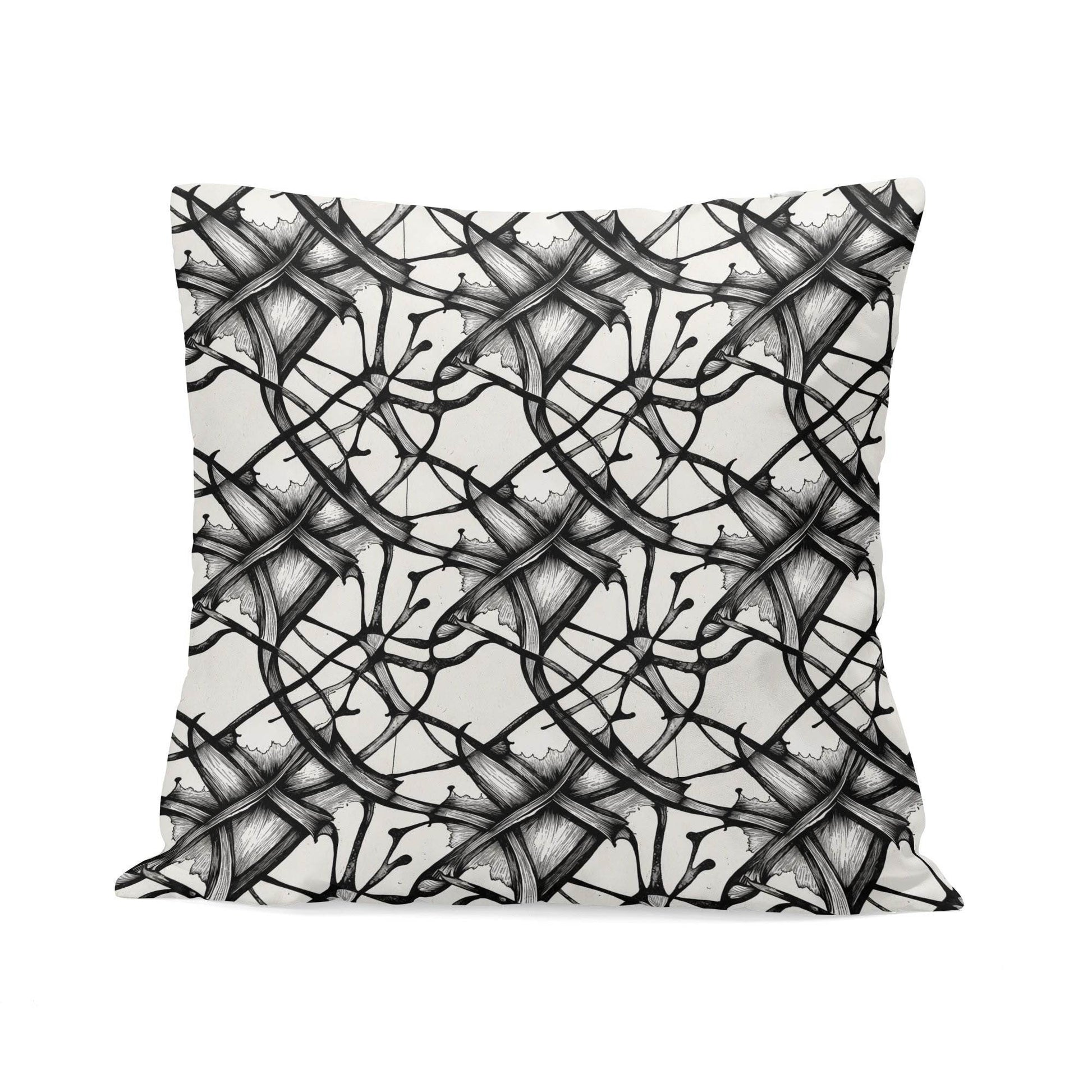 Ink Floral Peach Velvet 4 Pcs Square Pillow Case Covers (5 sizes) - DeRose Seasonal