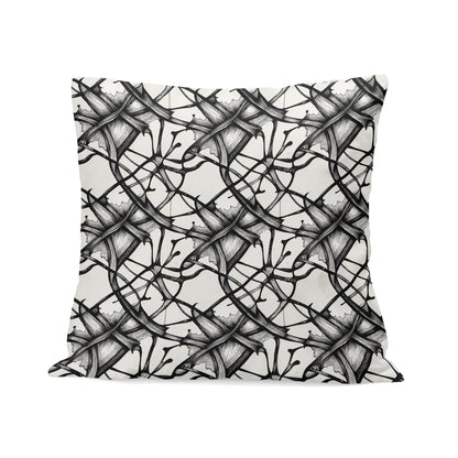 Ink Floral Peach Velvet 4 Pcs Square Pillow Case Covers (5 sizes) - DeRose Seasonal