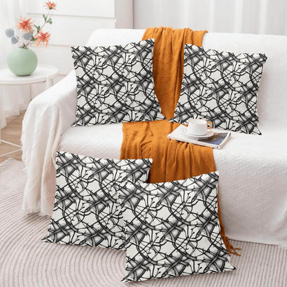 Ink Floral Peach Velvet 4 Pcs Square Pillow Case Covers (5 sizes) - DeRose Seasonal