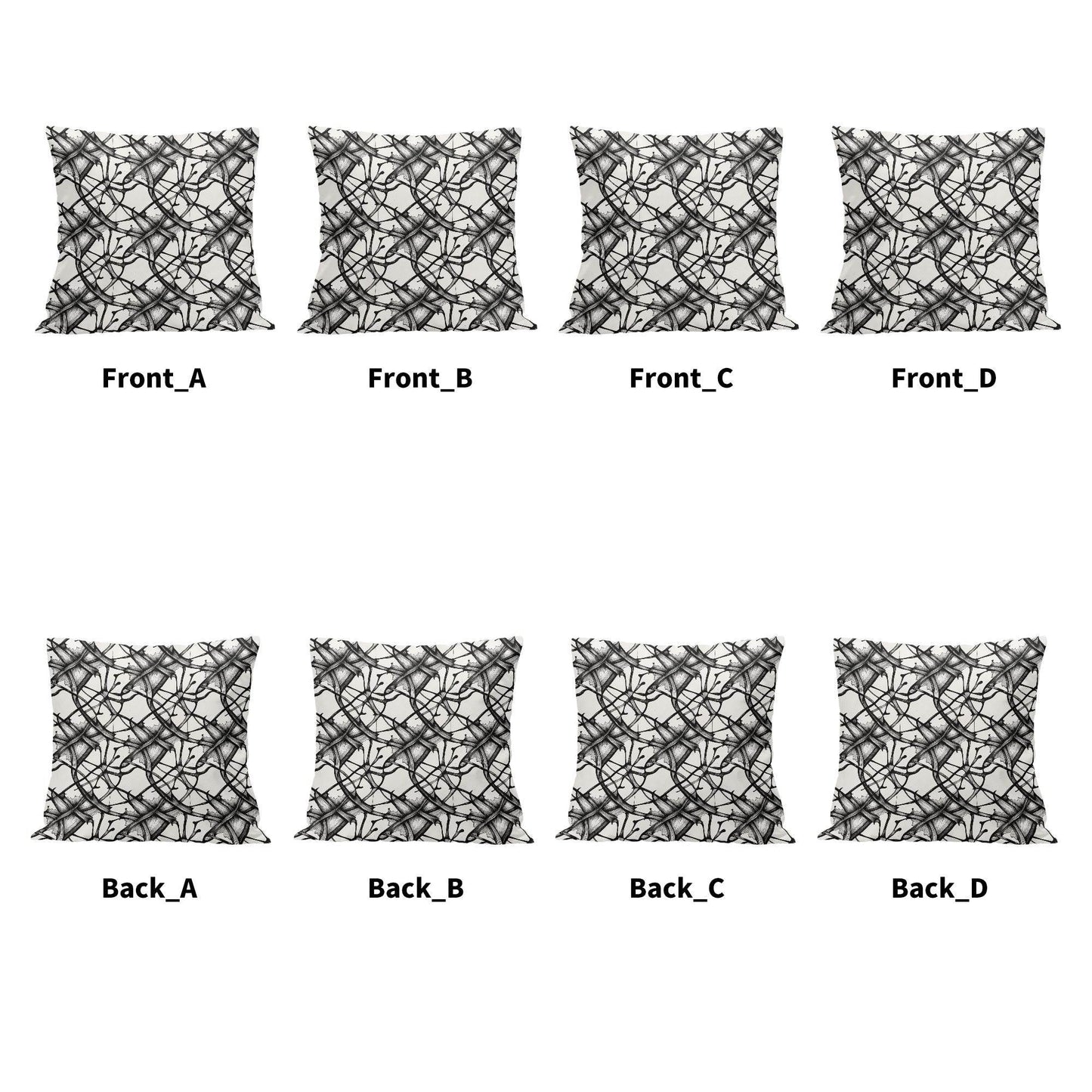 Ink Floral Peach Velvet 4 Pcs Square Pillow Case Covers (5 sizes) - DeRose Seasonal