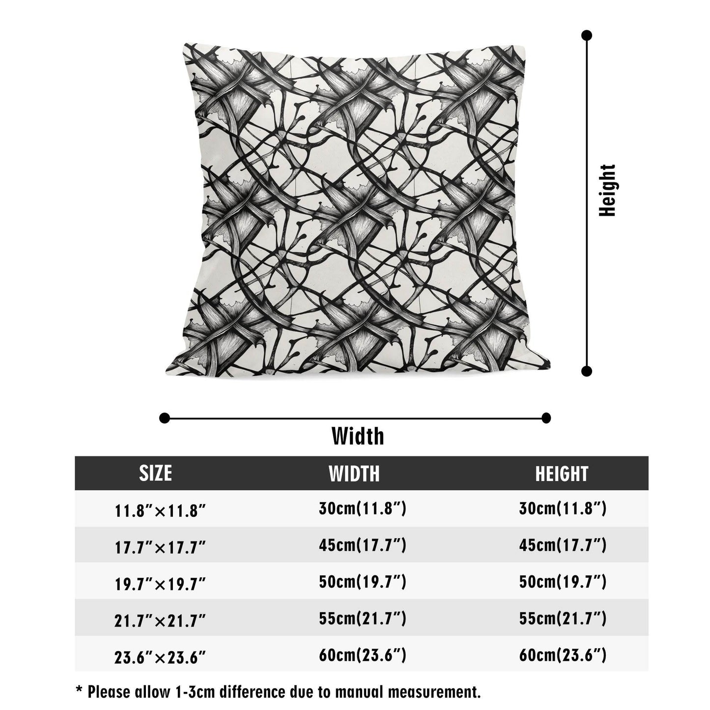 Ink Floral Peach Velvet 4 Pcs Square Pillow Case Covers (5 sizes) - DeRose Seasonal