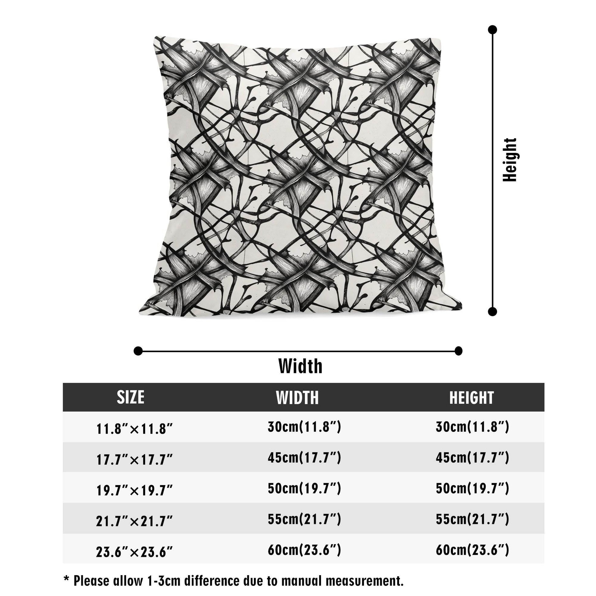 Ink Floral Peach Velvet 4 Pcs Square Pillow Case Covers (5 sizes) - DeRose Seasonal