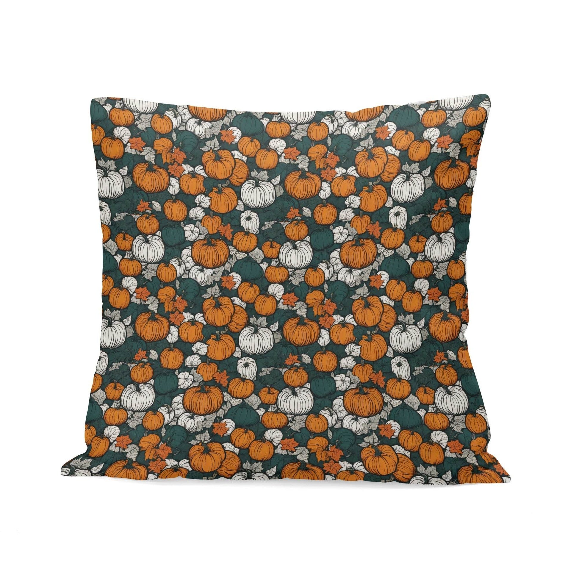 Dark Pumpkin Patch Peach Velvet 4 Pcs Square Pillow Case Covers (5 sizes) - DeRose Seasonal