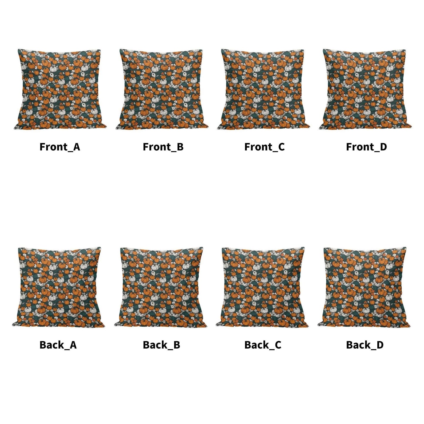 Dark Pumpkin Patch Peach Velvet 4 Pcs Square Pillow Case Covers (5 sizes) - DeRose Seasonal