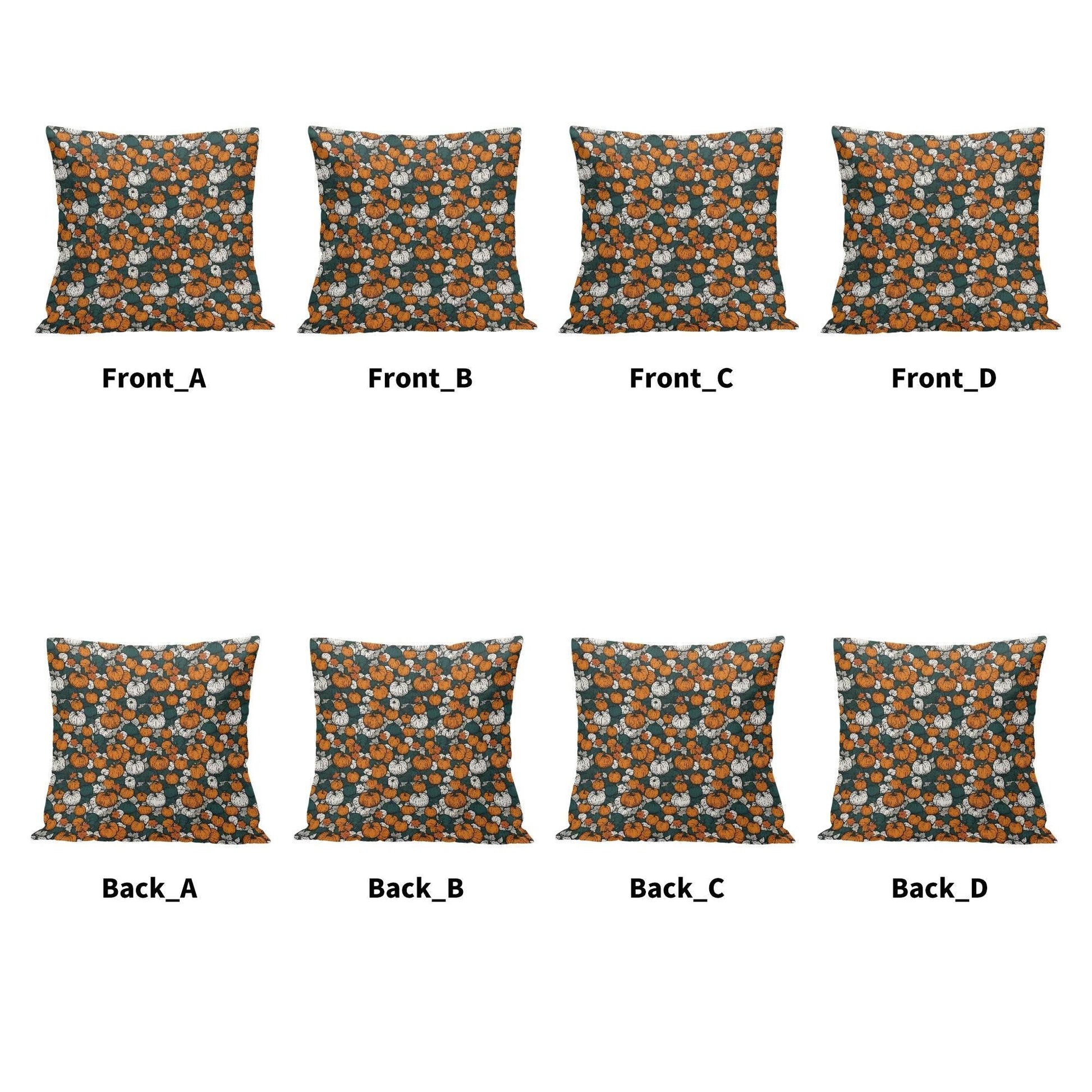Dark Pumpkin Patch Peach Velvet 4 Pcs Square Pillow Case Covers (5 sizes) - DeRose Seasonal
