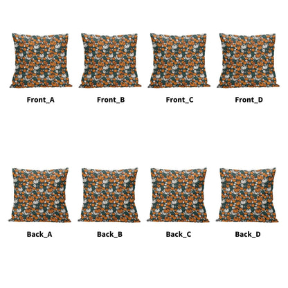 Dark Pumpkin Patch Peach Velvet 4 Pcs Square Pillow Case Covers (5 sizes) - DeRose Seasonal