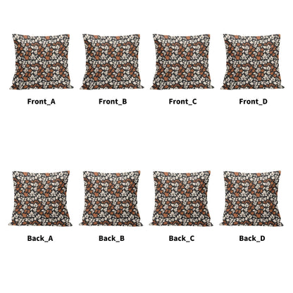 Dark Autumn Peach Velvet 4 Pcs Square Pillow Case Covers (5 sizes) - DeRose Seasonal
