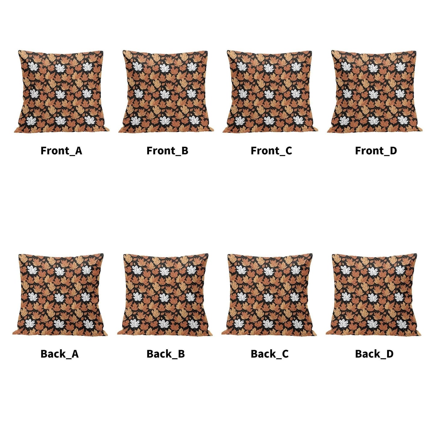 Maple Leaves Peach Velvet 4 Pcs Square Pillow Case Covers (5 sizes) - DeRose Seasonal