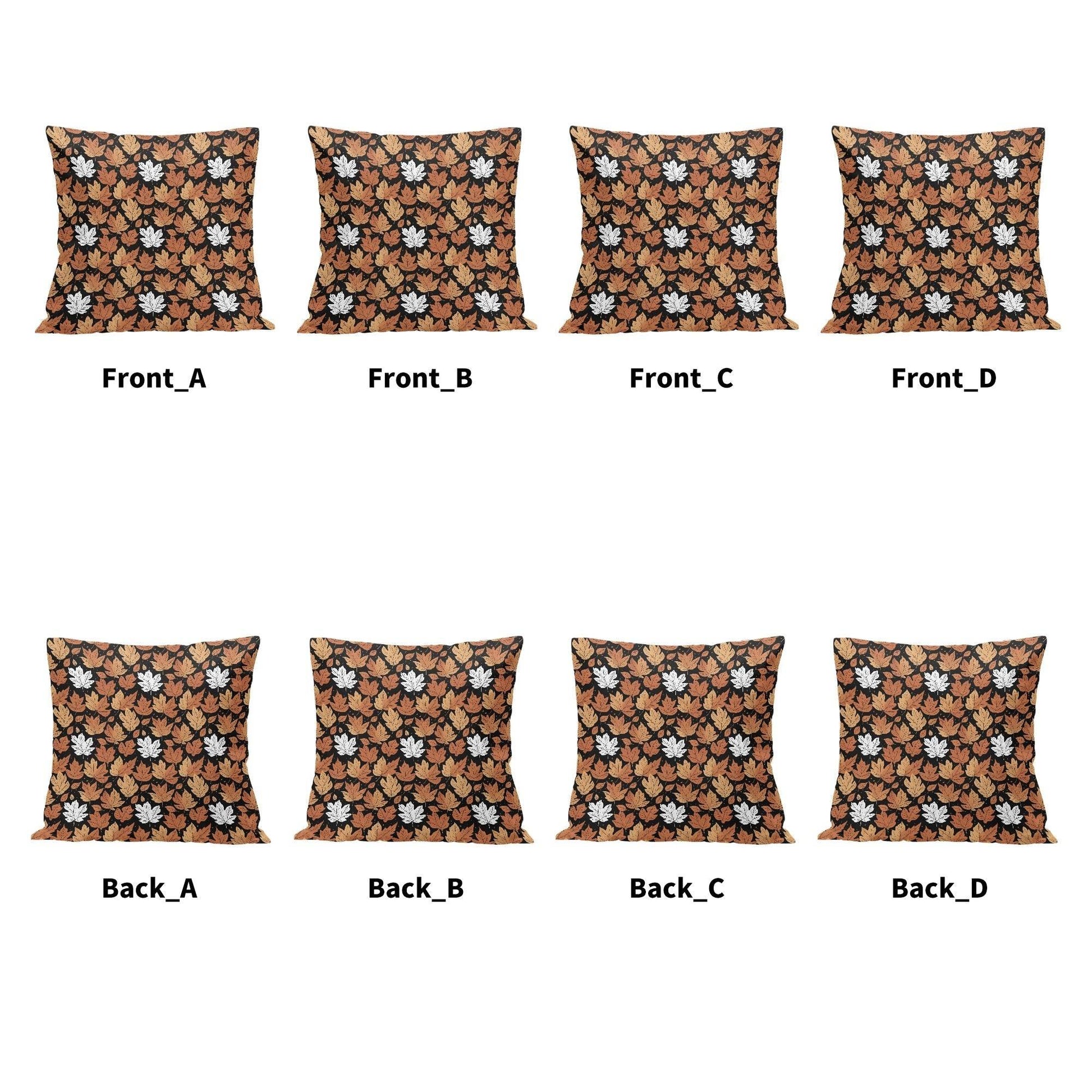 Maple Leaves Peach Velvet 4 Pcs Square Pillow Case Covers (5 sizes) - DeRose Seasonal