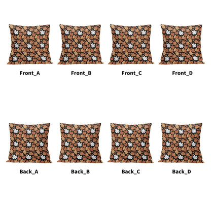 Maple Leaves Peach Velvet 4 Pcs Square Pillow Case Covers (5 sizes) - DeRose Seasonal