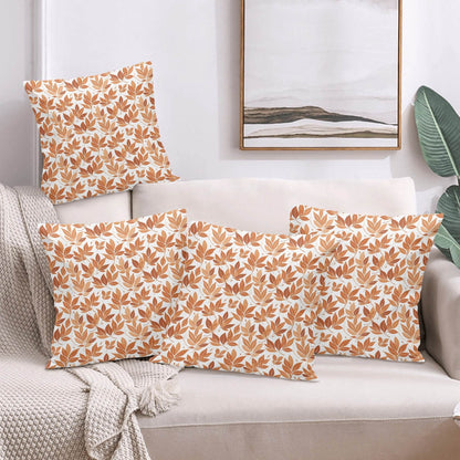 Autumn Leaves Peach Velvet 4 Pcs Square Pillow Case Covers (5 sizes) - DeRose Seasonal