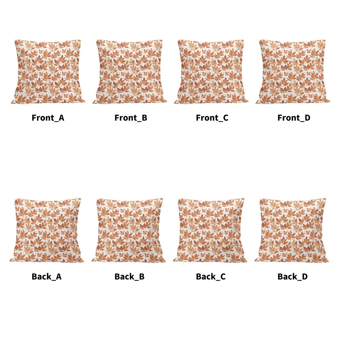 Autumn Leaves Peach Velvet 4 Pcs Square Pillow Case Covers (5 sizes) - DeRose Seasonal