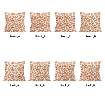 Autumn Leaves Peach Velvet 4 Pcs Square Pillow Case Covers (5 sizes) - DeRose Seasonal