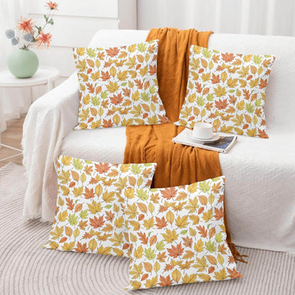 Autumn Peach Velvet 4 Pcs Square Pillow Case Covers (5 sizes) - DeRose Seasonal
