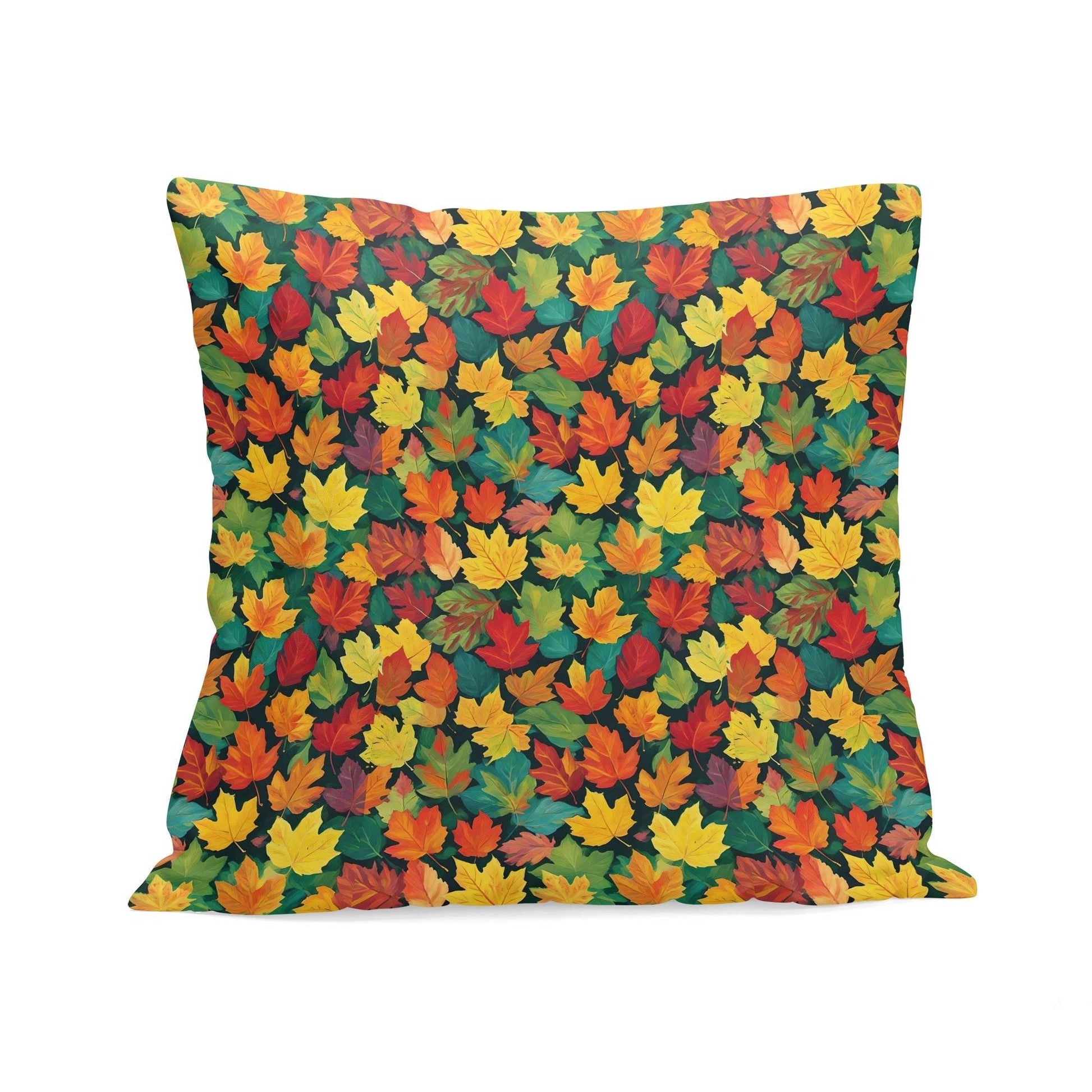 Colorful Leaves Peach Velvet 4 Pcs Square Pillow Case Covers (5 sizes) - DeRose Seasonal