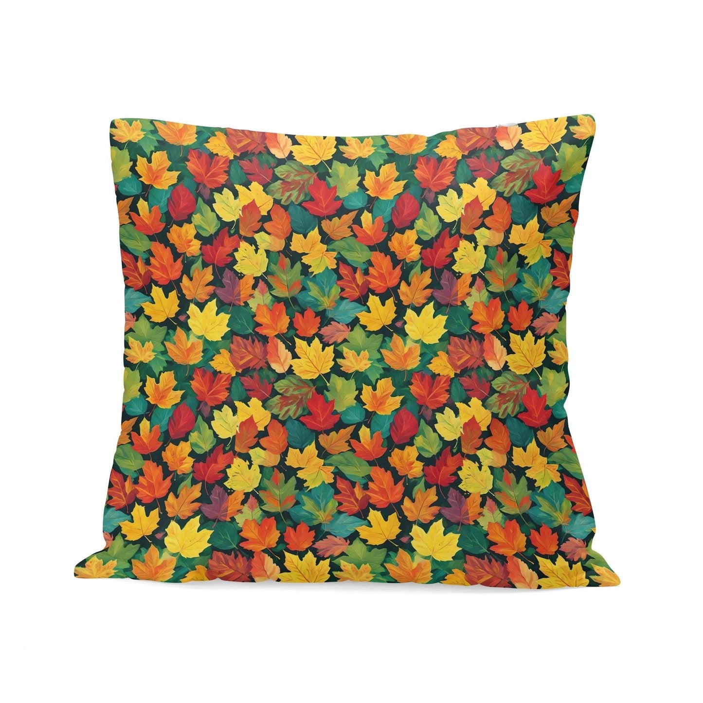 Colorful Leaves Peach Velvet 4 Pcs Square Pillow Case Covers (5 sizes) - DeRose Seasonal