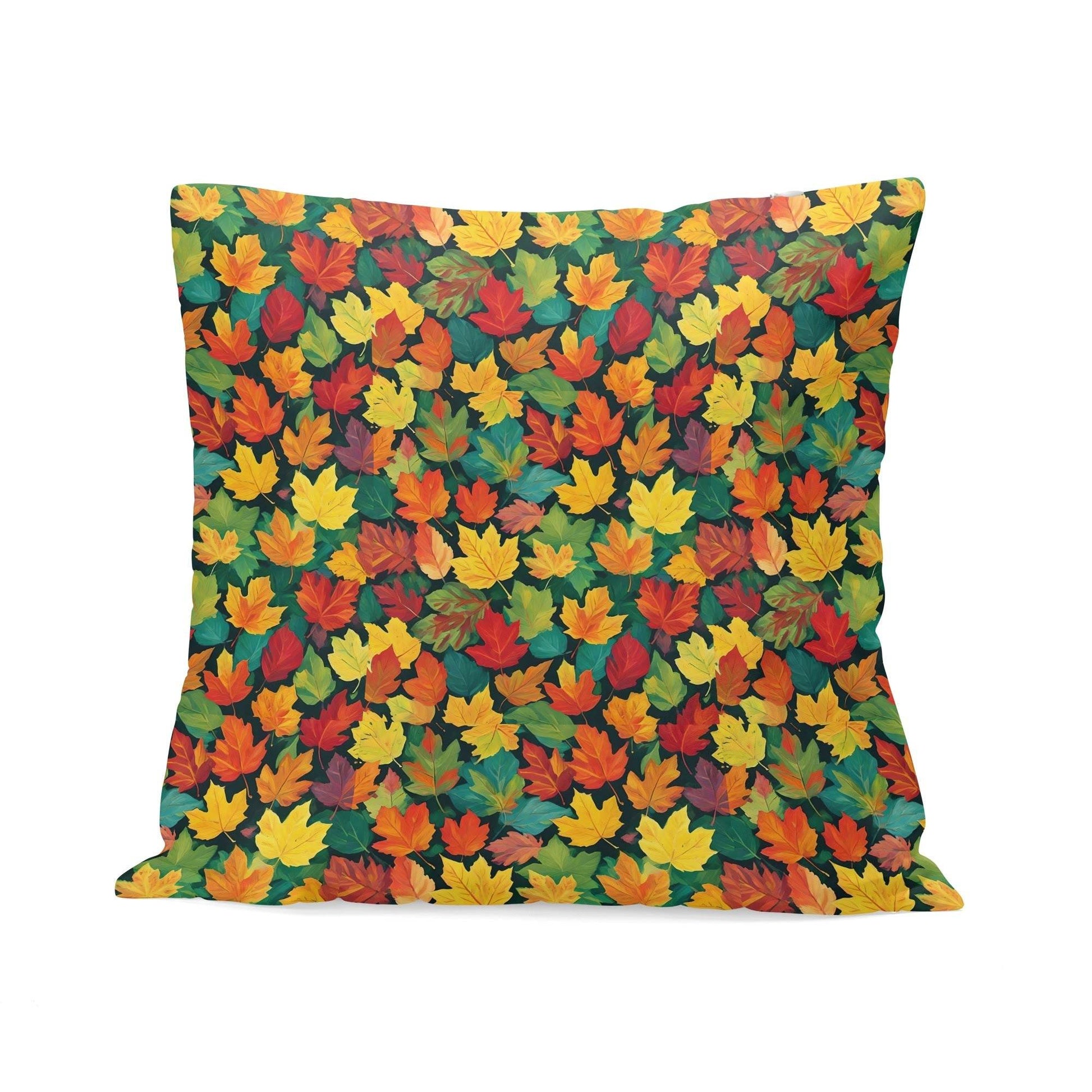 Colorful Leaves Peach Velvet 4 Pcs Square Pillow Case Covers (5 sizes) - DeRose Seasonal