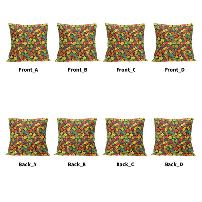 Colorful Leaves Peach Velvet 4 Pcs Square Pillow Case Covers (5 sizes) - DeRose Seasonal