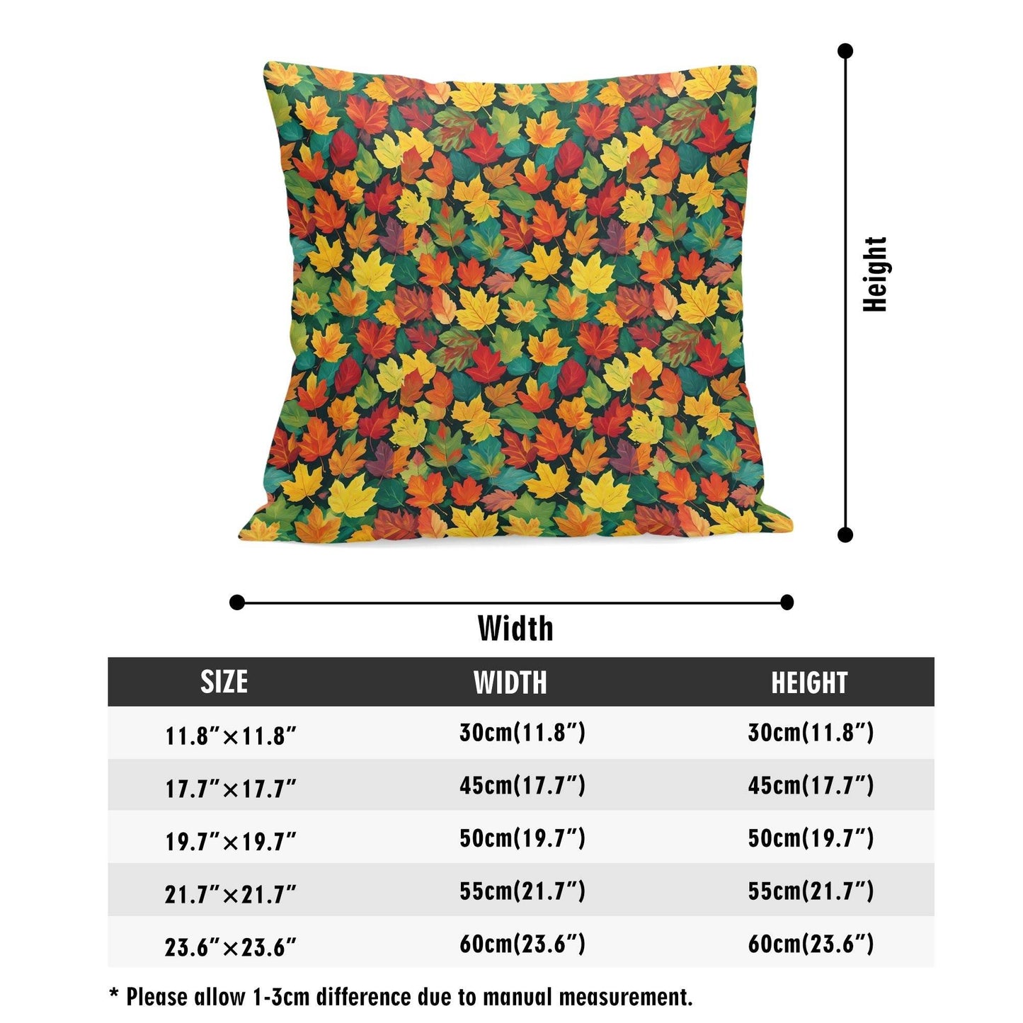 Colorful Leaves Peach Velvet 4 Pcs Square Pillow Case Covers (5 sizes) - DeRose Seasonal